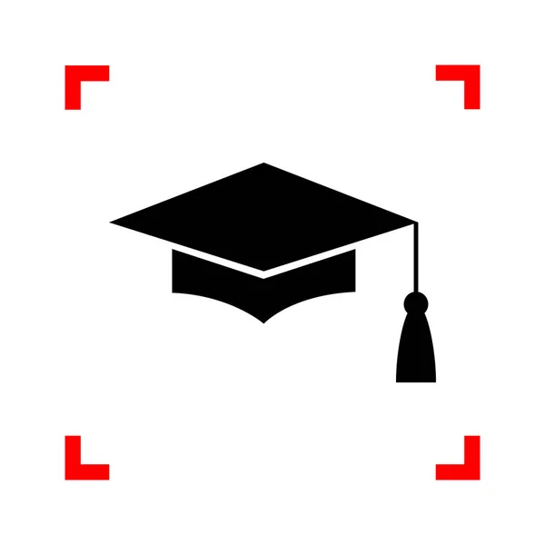 Mortar Board or Graduation Cap, Education symbol. Black icon in — Stock Vector