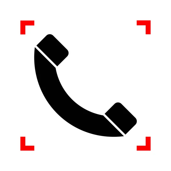 Ilustração do sinal do telefone. Ícone preto em cantos foco em ba branco — Vetor de Stock