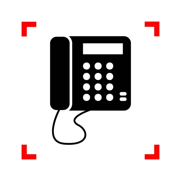 Comunicazione o segnale telefonico. Icona nera negli angoli di messa a fuoco su whit — Vettoriale Stock