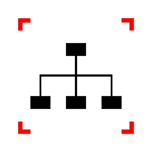 Wegweiser. schwarzes Symbol in Fokusecken auf weißem Hintergrund. — Stockvektor