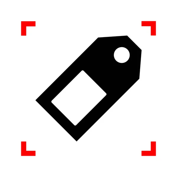 Σύμβολο τιμή tag. Μαύρο εικονίδιο στην εστίαση γωνίες σε λευκό φόντο. — Διανυσματικό Αρχείο