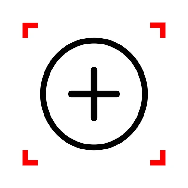 Positives Symbol plus Zeichen. schwarzes Symbol in den Fokusecken auf weiß — Stockvektor