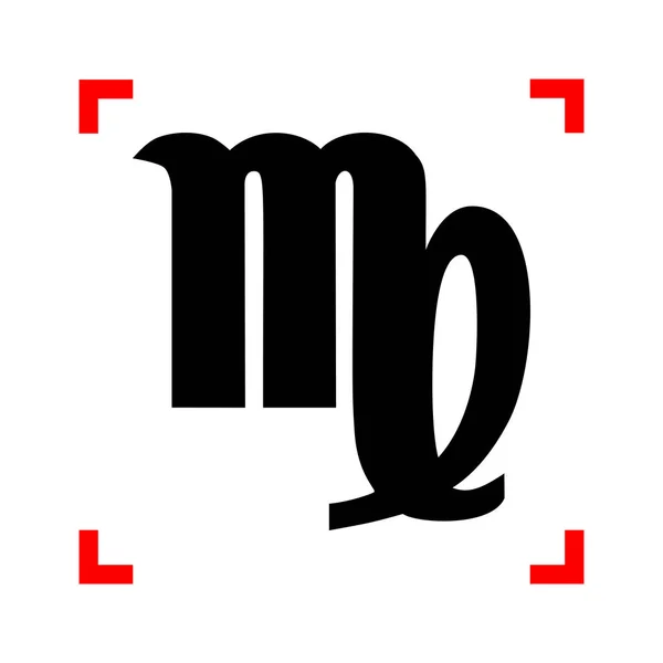 Illustration Jungfrau-Zeichen. schwarzes Symbol in Fokusecken auf weißem Ba — Stockvektor