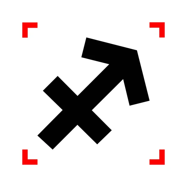 Illustrazione del segno del Sagittario. icona nera negli angoli di messa a fuoco su wh — Vettoriale Stock
