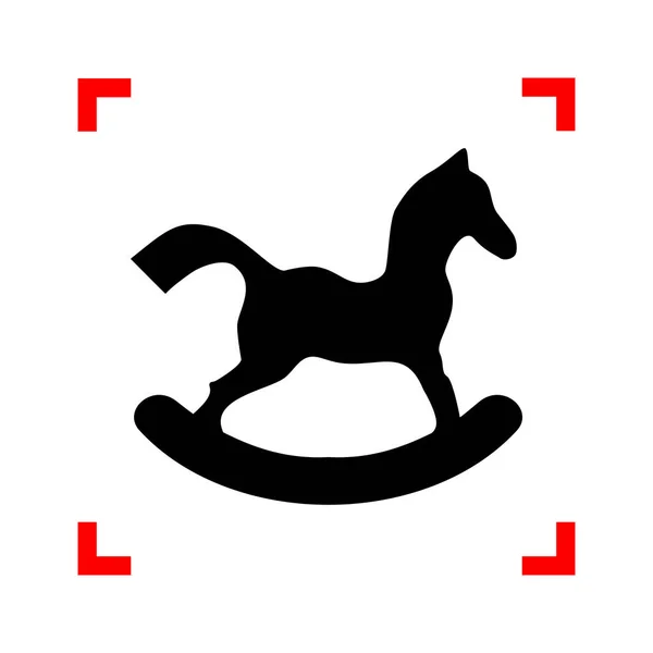 Señal de juguete de caballo. Icono negro en esquinas de enfoque sobre fondo blanco . — Vector de stock