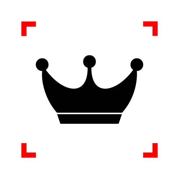 Señal de corona de rey. Icono negro en esquinas de enfoque sobre fondo blanco — Vector de stock