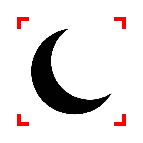 Ilustración de signo lunar. Icono negro en esquinas de enfoque en bac blanco — Vector de stock