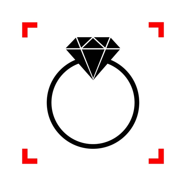 Signo de diamante ilustración. Icono negro en esquinas de enfoque en blanco — Archivo Imágenes Vectoriales