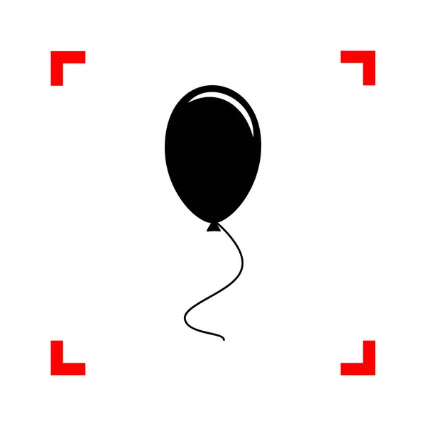 Ballon teken illustratie. Zwarte pictogram in focus hoeken op wit — Stockvector
