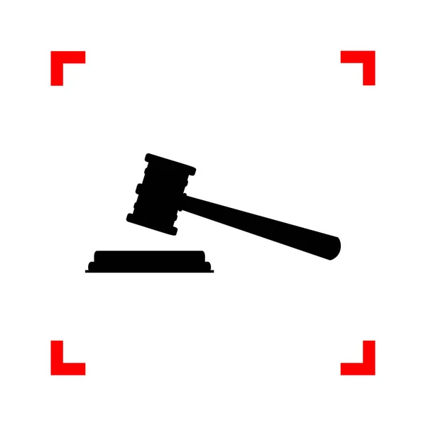 Gerechtigkeitshammer. schwarzes Symbol in Fokusecken auf weißem Backgr — Stockvektor