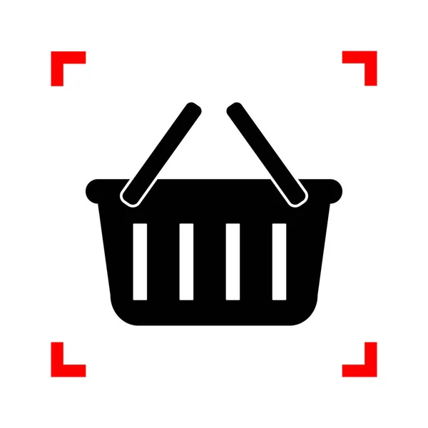 Cartel de cesta de compra. Icono negro en esquinas de enfoque en respaldo blanco — Archivo Imágenes Vectoriales