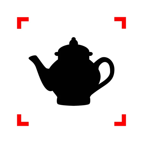 Tea maker sign. Black icon in focus corners on white background. — Stock Vector