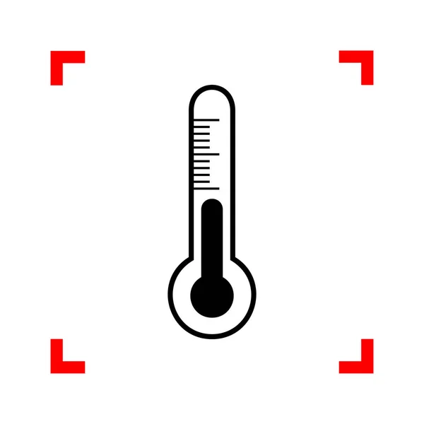 Signe de thermomètre de technologie de diagnostic météorologique. Icône noire au foyer — Image vectorielle