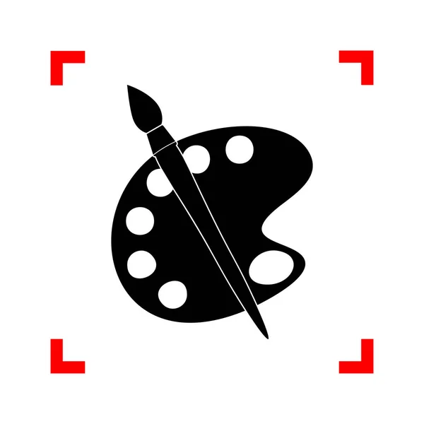 Палитра и знак кисти. Черный иконка в фокусе углы на белый bac — стоковый вектор