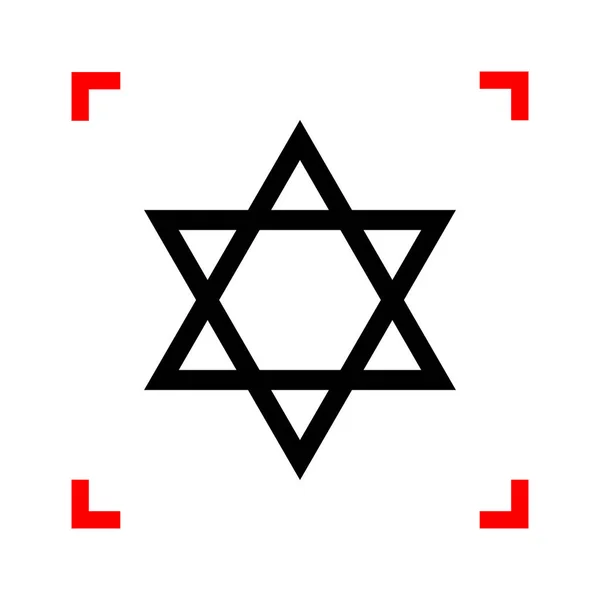 Ασπίδα Magen David αστέρι. Σύμβολο του Ισραήλ. Μαύρο εικονίδιο στην εστίαση c — Διανυσματικό Αρχείο