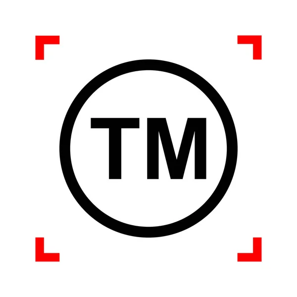 Kereskedelmi védjegy jele. Fókusz sarkokban, fehér alapon fekete ikon — Stock Vector