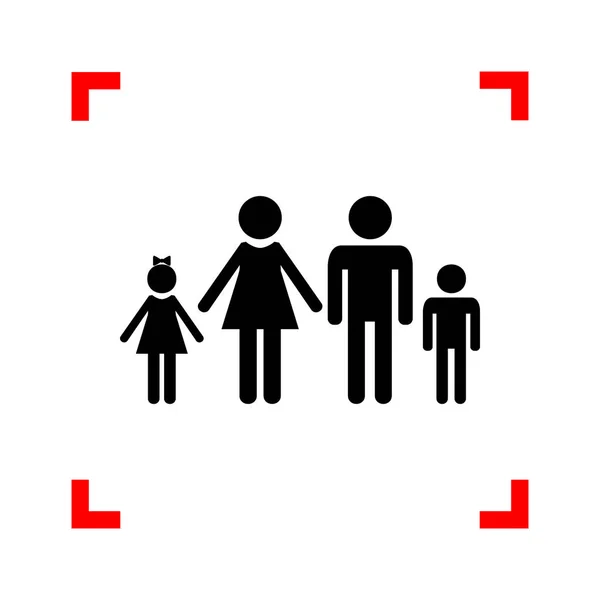 Familj logga illustration. Svart ikon i fokus hörn på vita b — Stock vektor