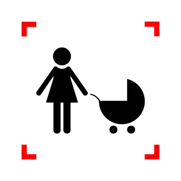 Illustration du signe familial. Icône noire dans les coins de mise au point sur blanc b — Image vectorielle