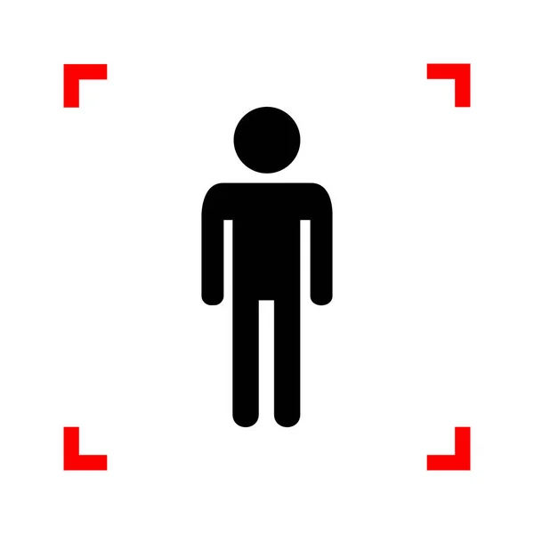 Illustration homme signe. Icône noire dans les coins de mise au point sur le dos blanc — Image vectorielle