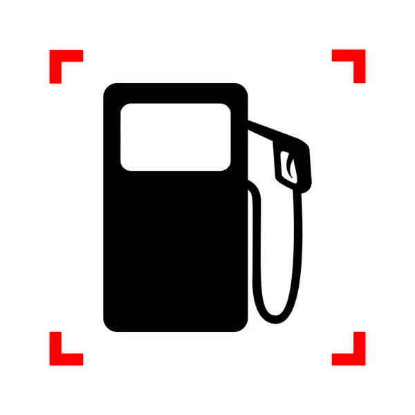 Gas pomp teken. Zwarte pictogram in focus hoeken op witte achtergrond. — Stockvector