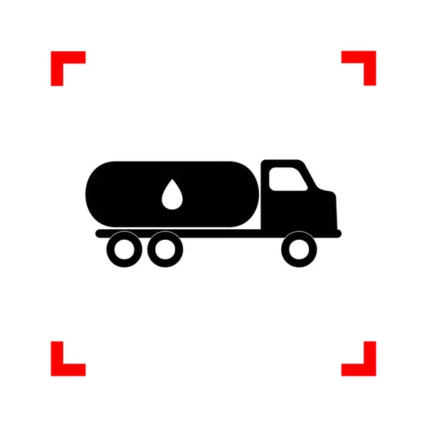 Auto transporteert olie teken. Zwarte pictogram in focus hoeken op witte ba — Stockvector