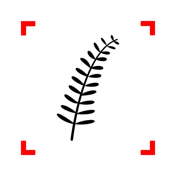 橄榄树枝标志。在白色背景上的焦点角落的黑色图标 — 图库矢量图片