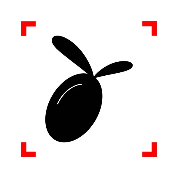 Olivová znamení ilustrace. Černá ikona v rozích zaměření na bílé ba — Stockový vektor