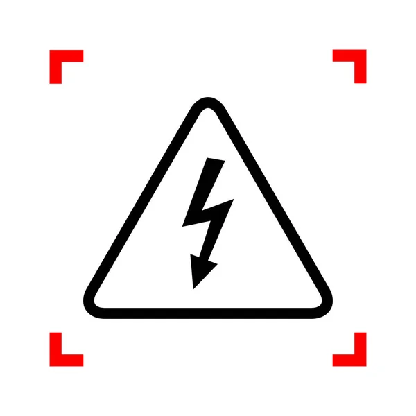 高電圧危険サイン。白 b にフォーカスのコーナーで黒のアイコン — ストックベクタ