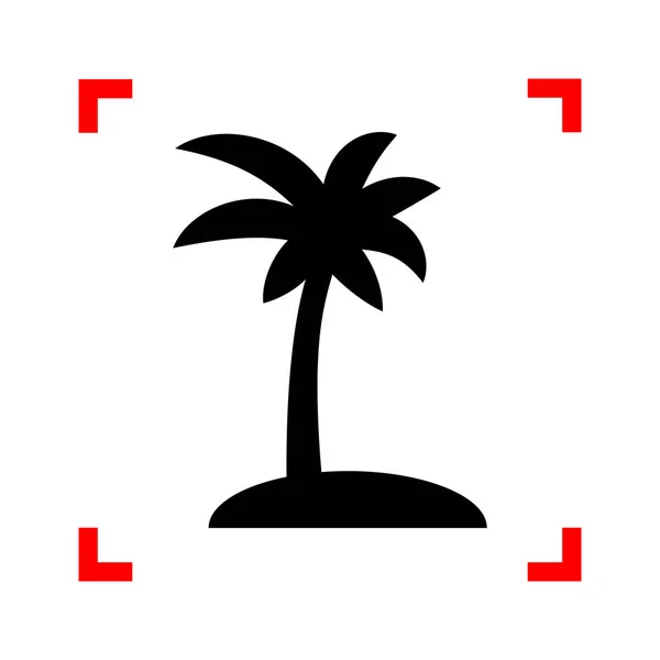 Знак кокосовой пальмы. Черный иконка в фокусе углы на белый bac — стоковый вектор