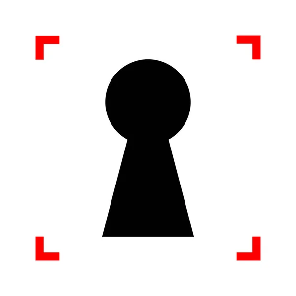 Figura do sinal do buraco da fechadura. Ícone preto em cantos foco no branco —  Vetores de Stock