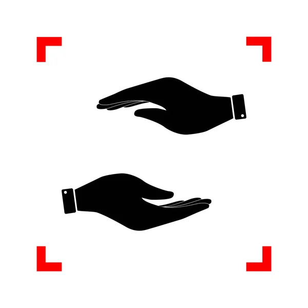 Hand teken illustratie. Zwarte pictogram in focus hoeken op witte bac — Stockvector