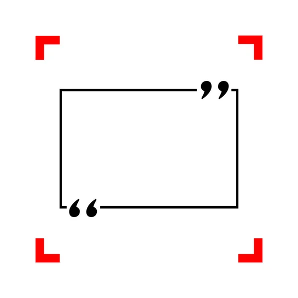 Metin tırnak işareti. Odak köşe beyaz arka planda siyah simgesi — Stok Vektör