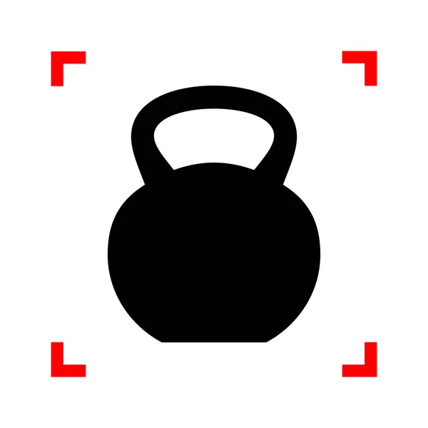 Fitness-Kurzhantelschild. schwarzes Symbol in Fokusecken auf weißem Rücken — Stockvektor