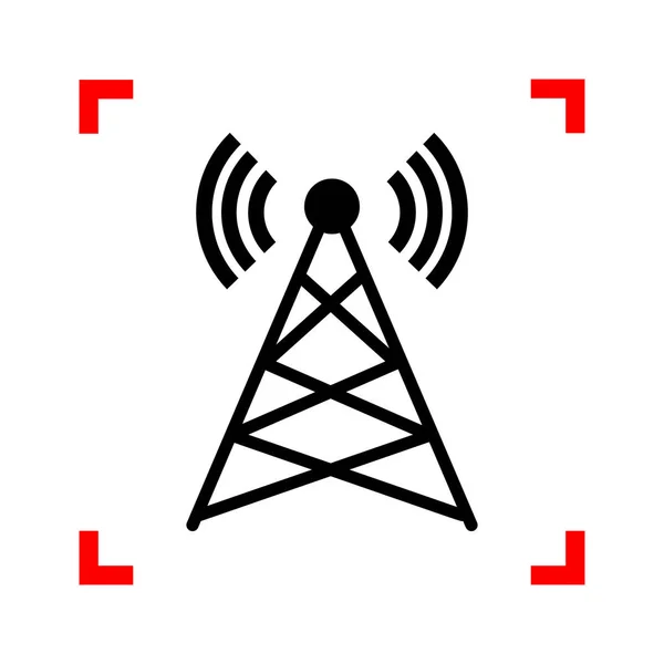 Antennenzeichenillustration. schwarzes Symbol in den Fokusecken auf weiß — Stockvektor