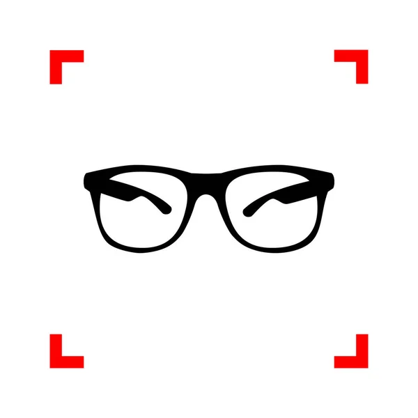 Sonnenbrille Zeichen Illustration. schwarzes Symbol in den Fokus Ecken auf whi — Stockvektor