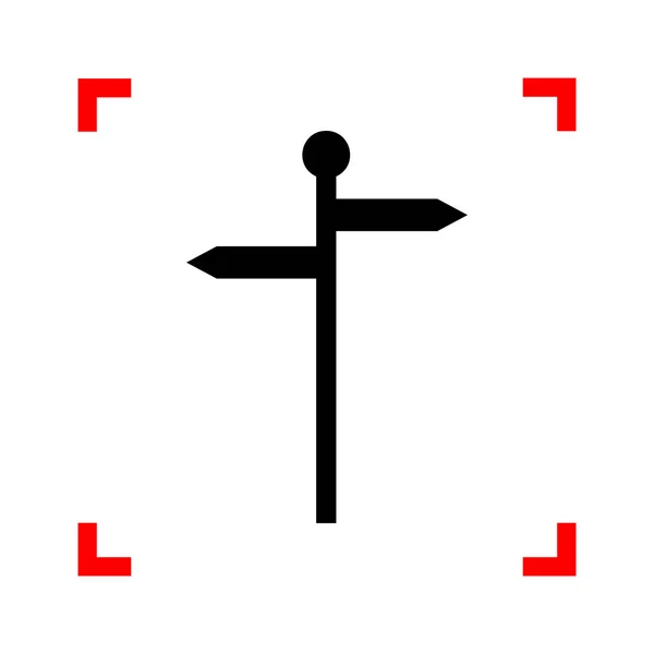 Richting verkeersbord. Zwarte pictogram in focus hoeken op witte backgr — Stockvector