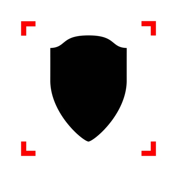 Ilustração do sinal do escudo. Ícone preto em cantos foco em branco b — Vetor de Stock