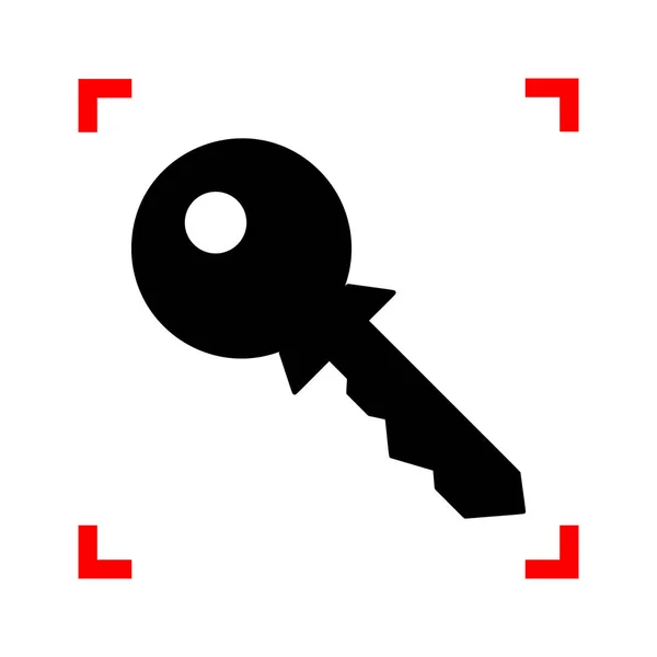 Ilustração do signo chave. Ícone preto em cantos foco na parte traseira branca —  Vetores de Stock