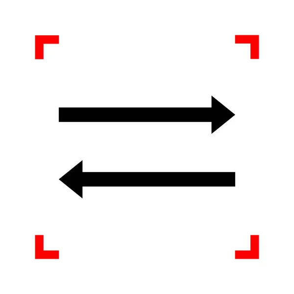 Flèche simple signe. Icône noire dans les coins de mise au point sur backgrou blanc — Image vectorielle