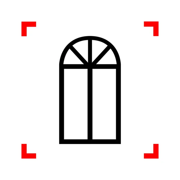 Fenster einfaches Zeichen. schwarzes Symbol in Fokusecken auf weißem Backgro — Stockvektor
