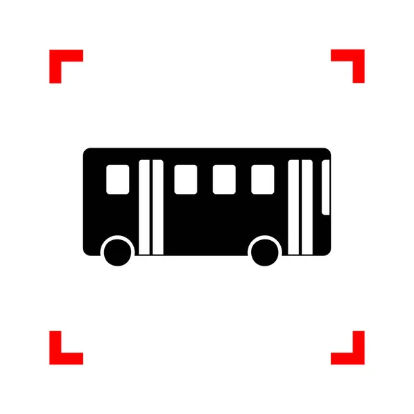 Bus simple signe. icône noire dans les coins de mise au point sur fond blanc — Image vectorielle