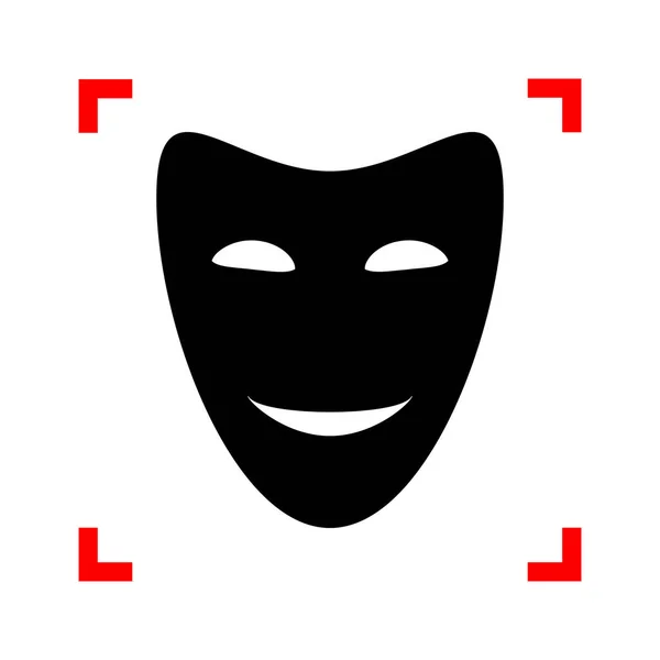 Komedie theatrale maskers. Zwarte pictogram in focus hoeken op witte ba — Stockvector