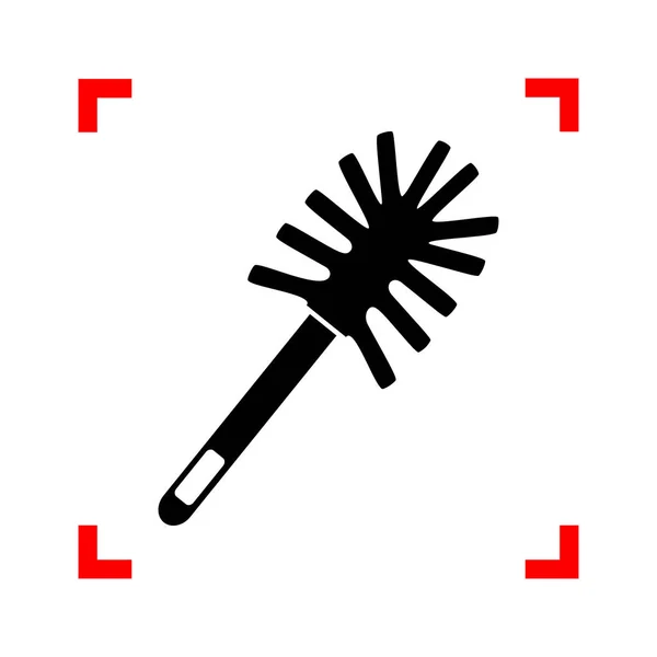 Cepillo de baño doodle. Icono negro en esquinas de enfoque en blanco backgr — Vector de stock