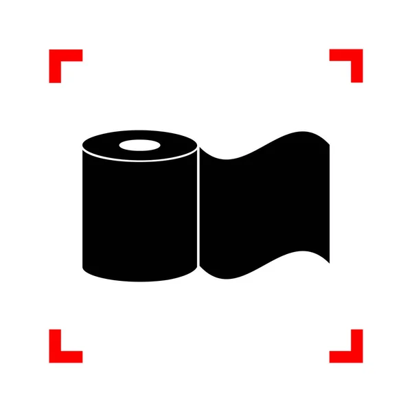 Papier toaletowy znak. Czarna ikona w rogach skupić się na biały backgrou — Wektor stockowy