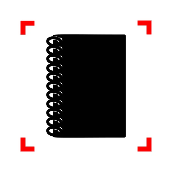 Τετράδιο απλό σημάδι. Μαύρο εικονίδιο στην εστίαση γωνίες στο λευκό backg — Διανυσματικό Αρχείο