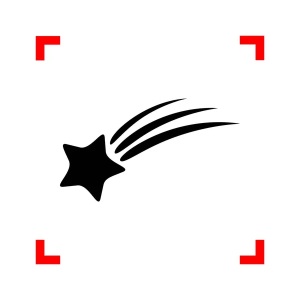 Padající hvězda znamení. Černá ikona v rozích zaměření na bílé backgro — Stockový vektor