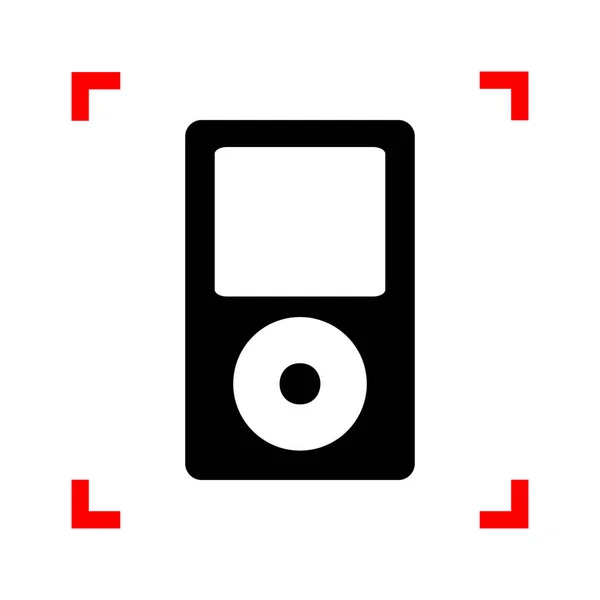 Portable music device. Black icon in focus corners on white back — Stock Vector