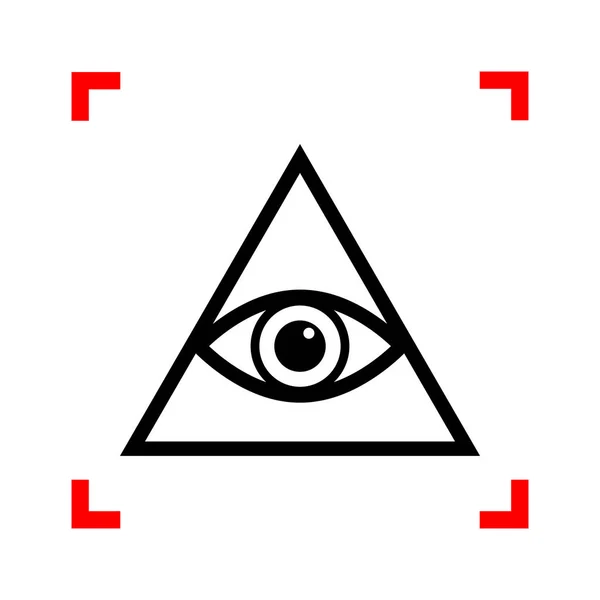 All seeing eye pyramid symbol. Freemason and spiritual. Black ic — Stock Vector