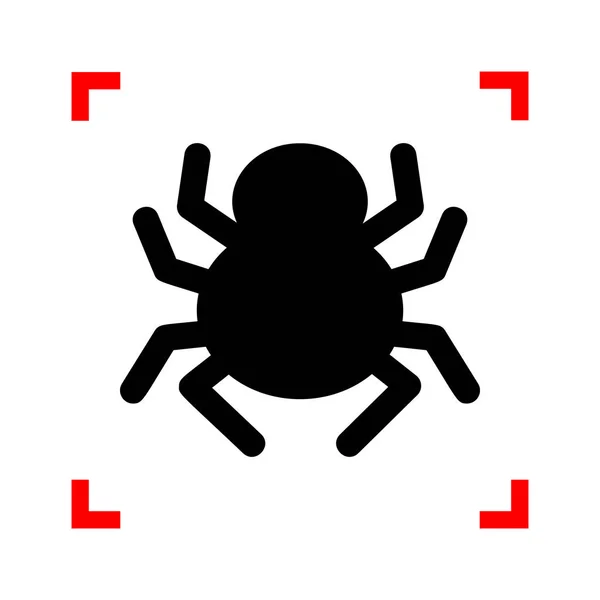 Signo de araña ilustración. Icono negro en esquinas de enfoque en blanco b — Archivo Imágenes Vectoriales