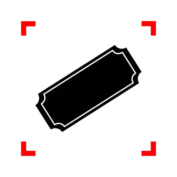Ticketschild-Illustration. schwarzes Symbol in Fokusecken auf weißem b — Stockvektor